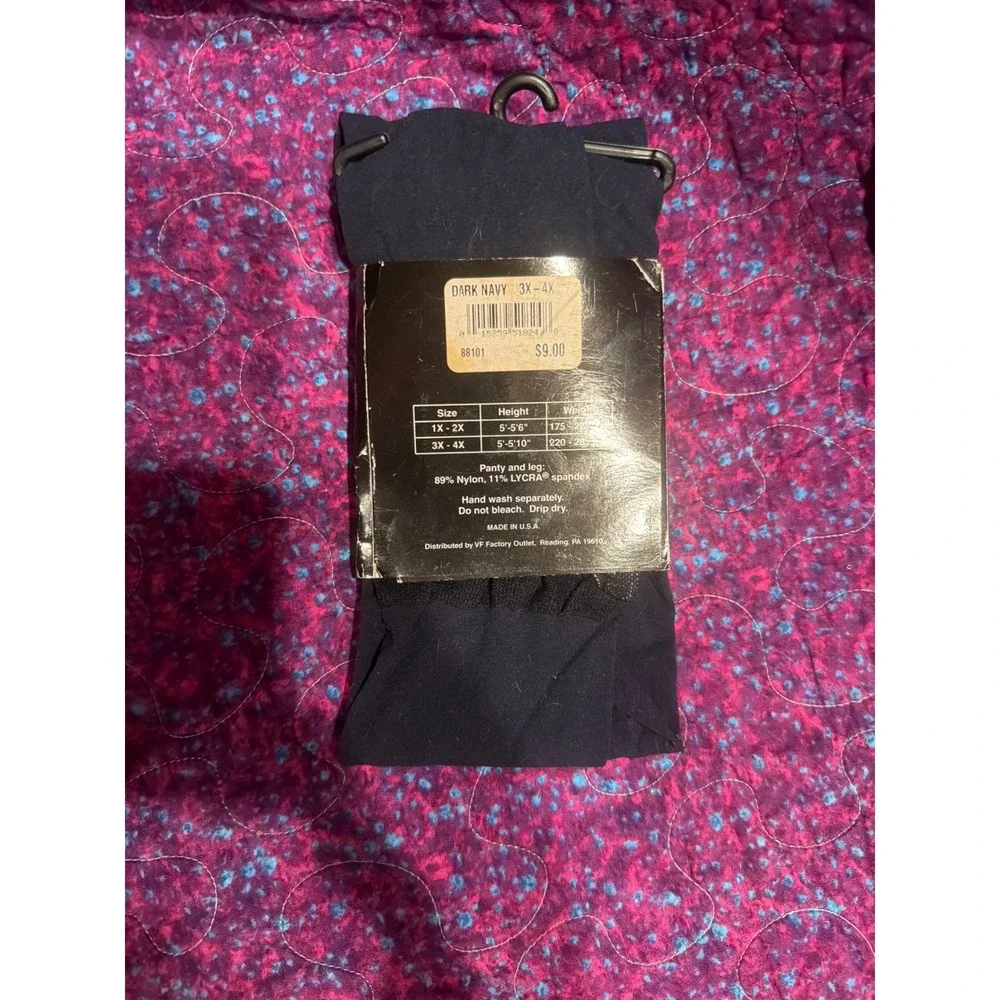 Vanity Fair Microfiber Tights Dark Navy Control Top Queen Size 3X-4X 88101